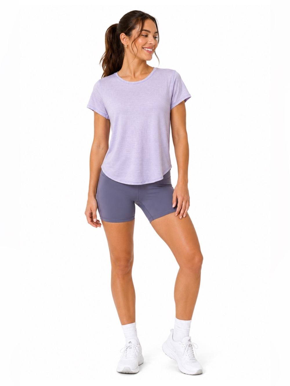 Lululemon Athletica Lavender Striped Short Sleeve Tee Lightweight Size M